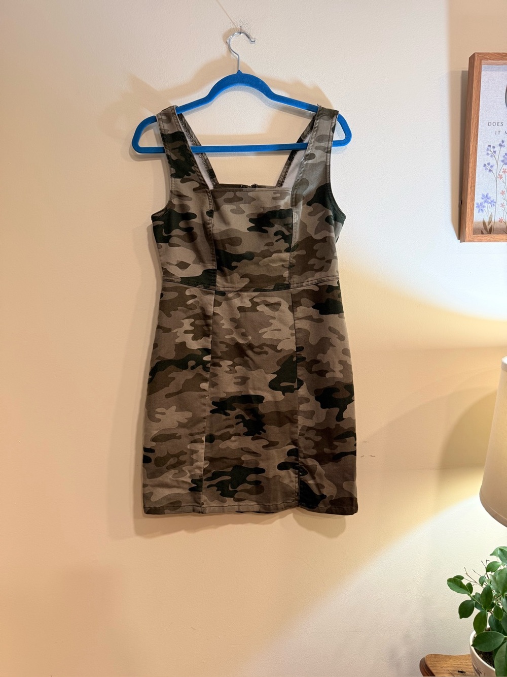 No Boundaries Camouflage Square-Neck Mini Dress - Olive & Brown